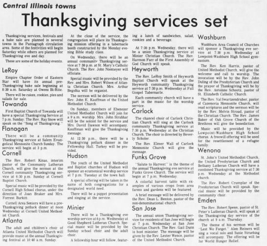 Thanksgiving services set